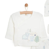 Aziz Bebe 5 Piece Happy Little Bear Print Envelope Neck Baby Hospital Bag Set (Newborn) Ecru - ebebek