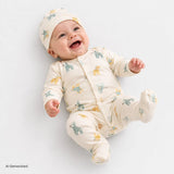 HelloBaby Zebra Print Footed Baby Sleepsuit & Hat Set (Newborn to 9 Months) Beige - ebebek