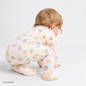 HelloBaby Long Sleeve Baby Sleepsuit with Feet (Newborn to 9 Months) Beige - ebebek