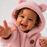 HelloBaby Plush Fleece Baby Pramsuit with Feet (3 Months to 12 Months) Pink - ebebek