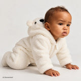 HelloBaby Soft Fleece Baby Pramsuit with Feet (3 Months to 12 Months) Ecru - ebebek