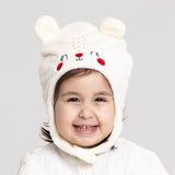 Luess Wellsoft Fleece Baby Beanie with Ear Flaps (One Size) Ecru - ebebek