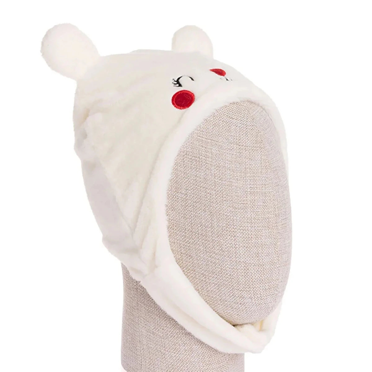 Luess Wellsoft Fleece Baby Beanie with Ear Flaps (One Size) Ecru - ebebek