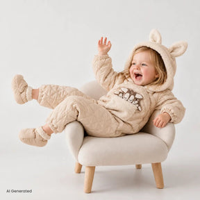 Midimod Footed Microfibre Baby Pramsuit (9 Months to 2 Years) Beige - ebebek