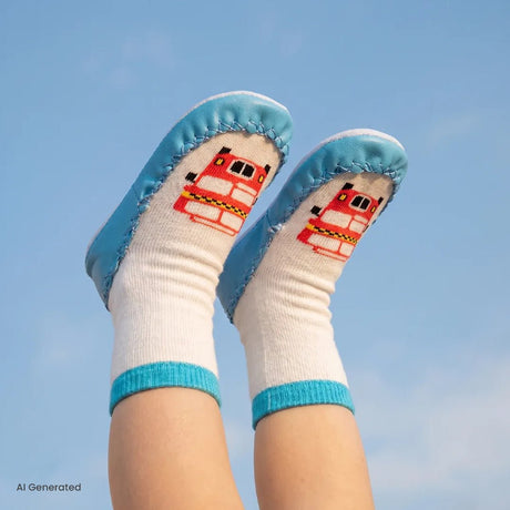 Minissa Bus Print Slipper Baby Socks Ecru - ebebek
