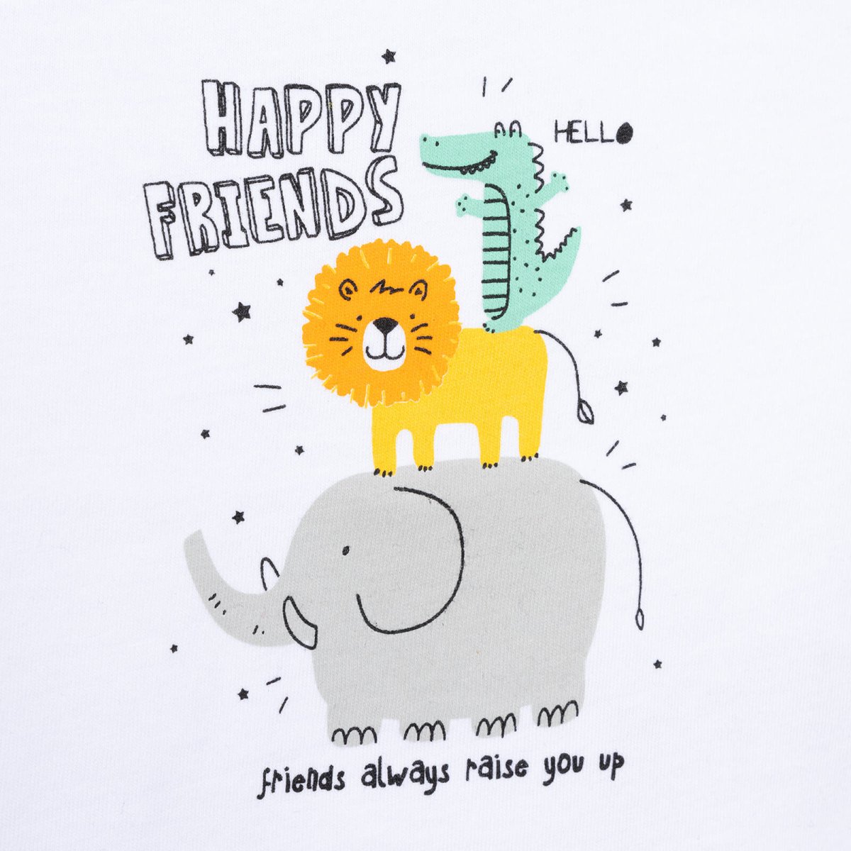 HelloBaby Basic Happy Friends Printed Tshirt - White - ebebek - Black Friday