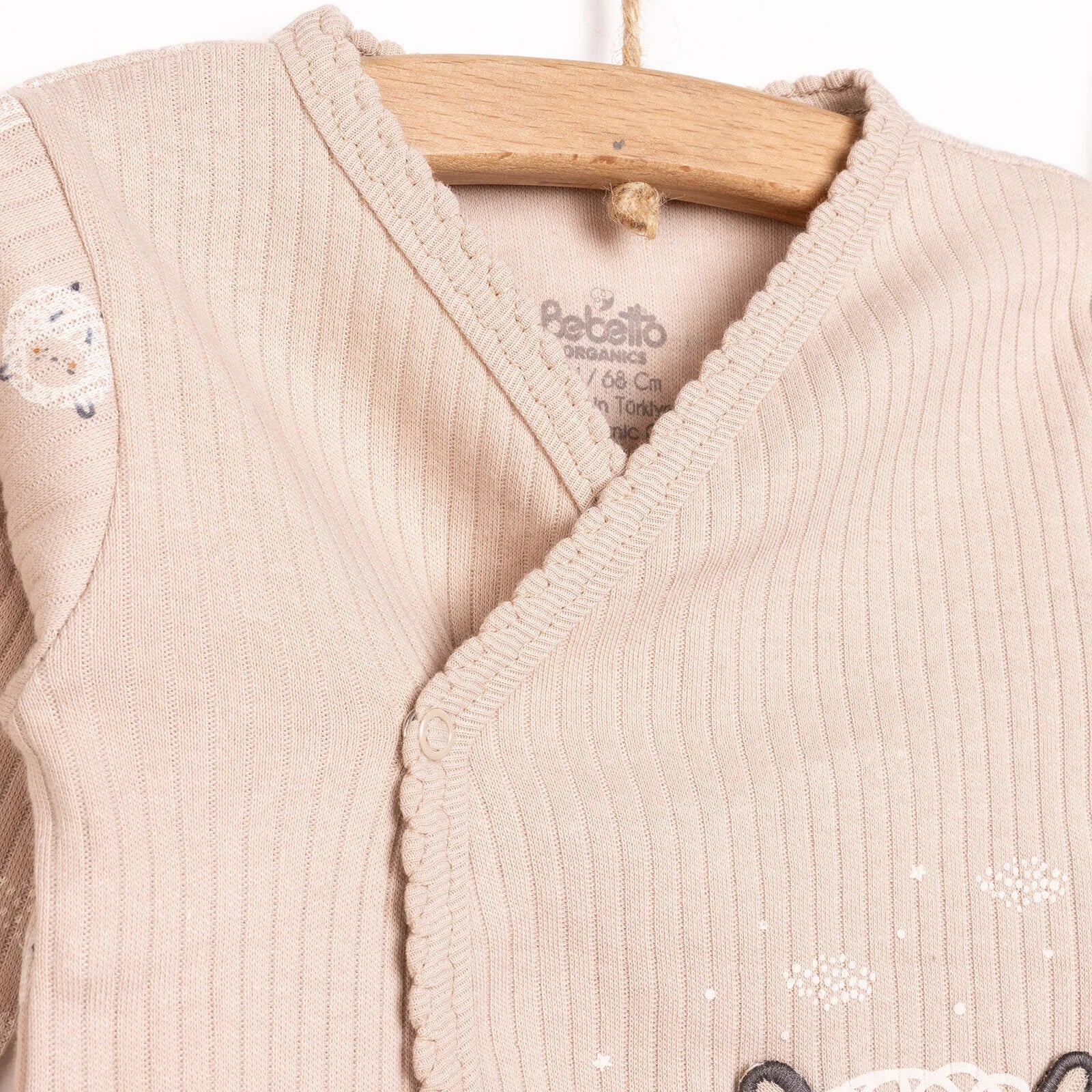 Bebetto Newborn Baby Girl Top - Footed Jumpsuit - Hat - Beige - ebebek - Black Friday