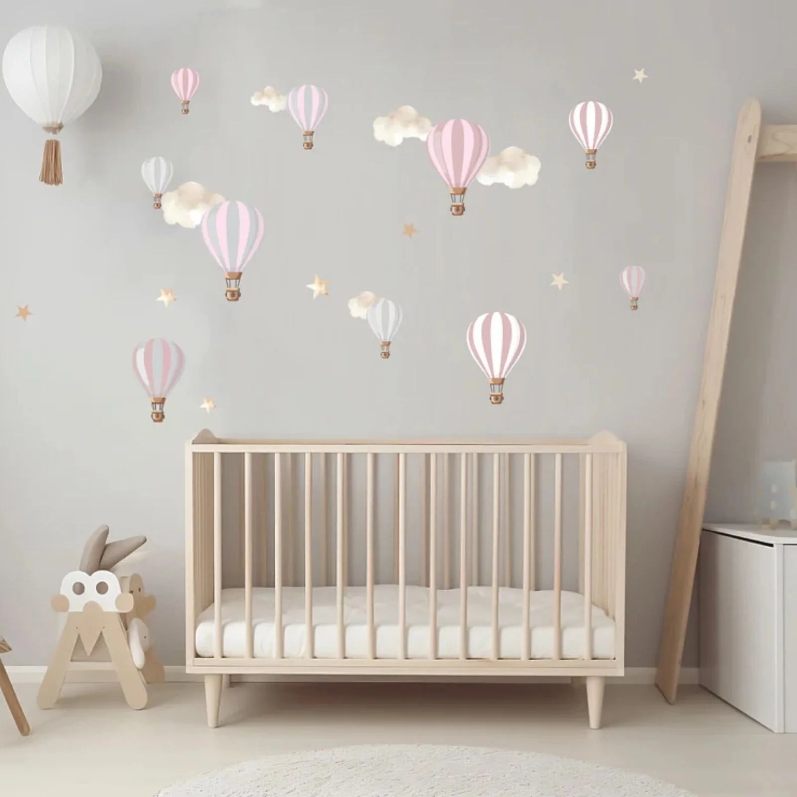 Live Vida Hot Air Balloons Wall Stickers A4 - Pink & Grey - ebebek - Black Friday