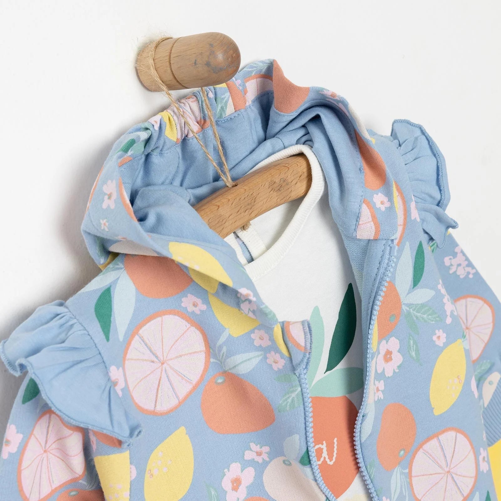 Bebetto Newborn Baby Girl Aloha Hooded Cardigan - Sweatshirt - Bottom - Light Blue - ebebek - Black Friday