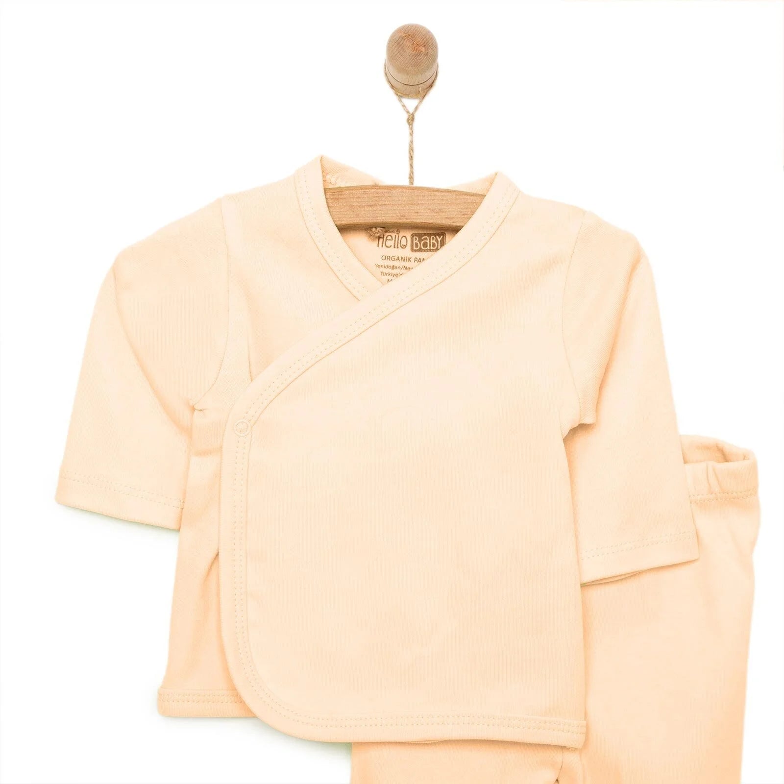 HelloBaby Newborn Organic Wrapover Top - Hat - Footed Set - Orange - ebebek - Black Friday