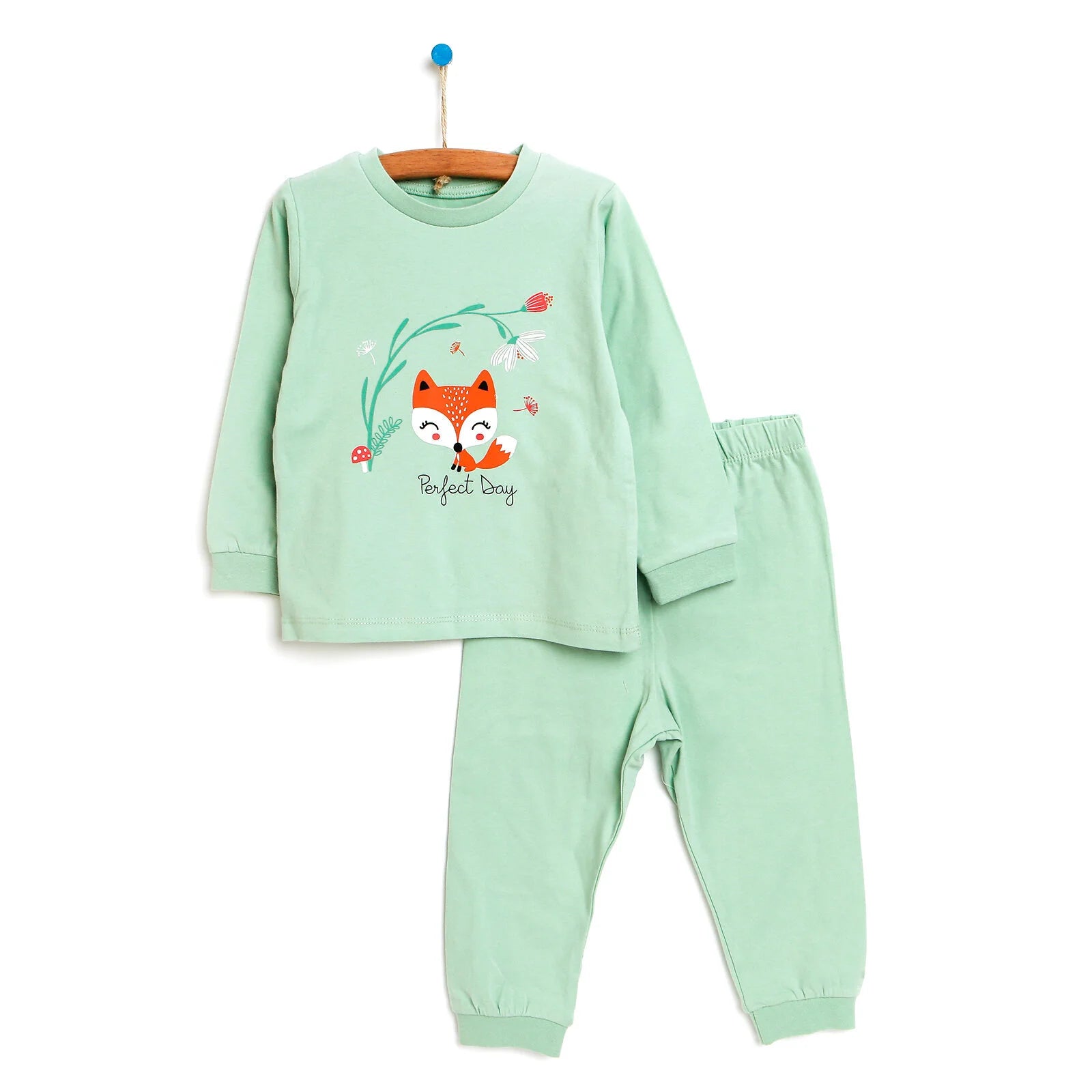 HelloBaby Basic Collared Neck Pyjamas Set - Mint - ebebek - Black Friday