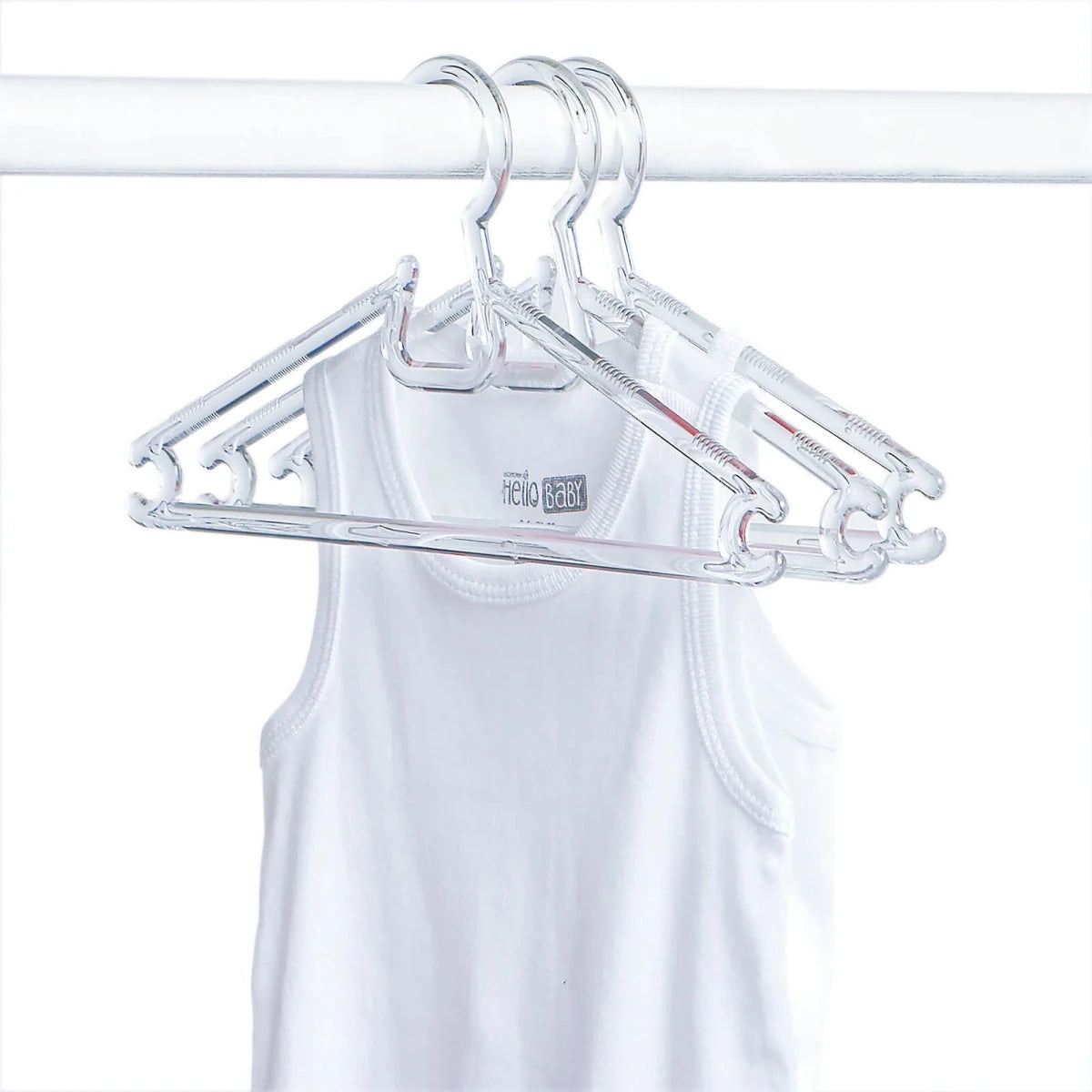 HelloBaby 6 Pack Crystal Clear Baby Clothes Hangers (One Size) White - ebebek