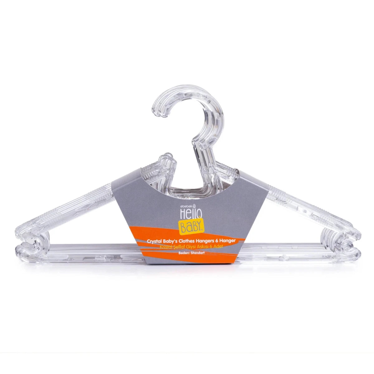 HelloBaby 6 Pack Crystal Clear Baby Clothes Hangers (One Size) White - ebebek