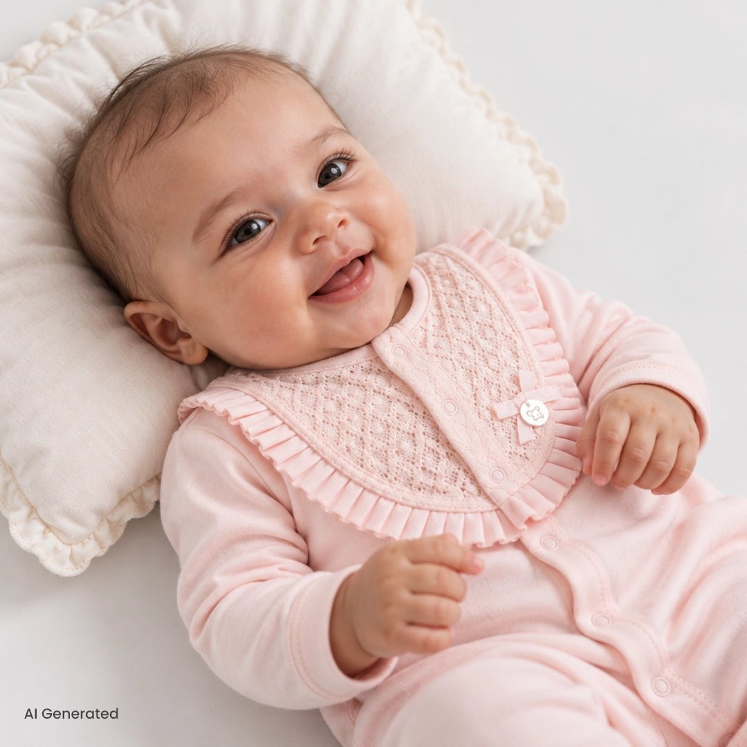 Bebetto Bow Detail Long Sleeve Interlock Baby Sleepsuit with Feet (Newborn to 6-9 Months) Pink - ebebek