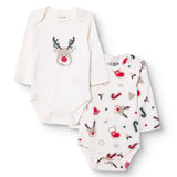 HelloBaby 2 Pack Festive Print Long Sleeve Baby Bodysuits (1-3 Months to 2-3 Years)
