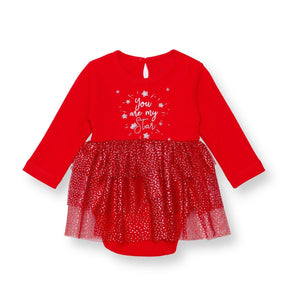 HelloBaby Long Sleeve Baby Bodysuit Dress (1-3 Months to 12 Months) Red - ebebek