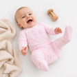 HelloBaby Velour Long Sleeve Baby Sleepsuit with Feet (Newborn to 9 Months) Pink - ebebek