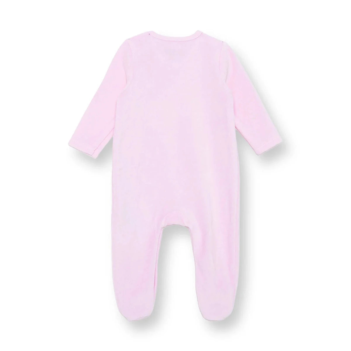 HelloBaby Velour Long Sleeve Baby Sleepsuit with Feet (Newborn to 9 Months) Pink - ebebek