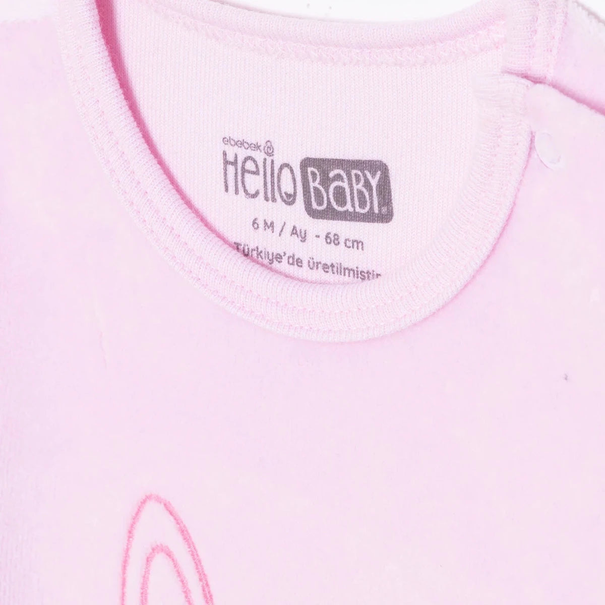 HelloBaby Velour Long Sleeve Baby Sleepsuit with Feet (Newborn to 9 Months) Pink - ebebek