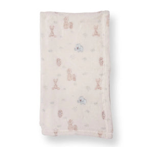 Little Dreams Animal Print Wellsoft Fleece Baby Blanket (90 x 110 cm) Blue - ebebek