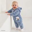 Midimod Crew Neck Fleece Footless Baby Pramsuit (3 Months to 12 Months) Blue - ebebek