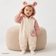 Midimod Peter Pan Collar Fleece Footless Baby Pramsuit (3 Months to 12 Months) Ecru - ebebek