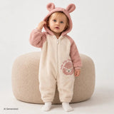 Midimod Peter Pan Collar Fleece Footless Baby Pramsuit (3 Months to 12 Months) Ecru - ebebek