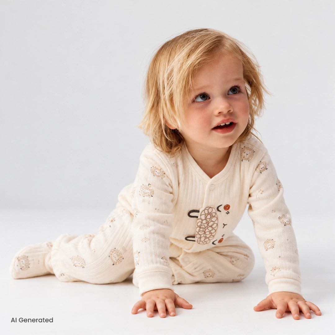 Bebetto Baby Sleepsuit with Feet (Newborn to 6 Months) Ecru - ebebek
