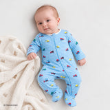HelloBaby Long Sleeve Baby Sleepsuit with Feet (Newborn to 9 Months) Blue - ebebek