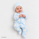 HelloBaby Floral Print Footed Baby Sleepsuit & Hat Set (Newborn to 9 Months) Blue - ebebek