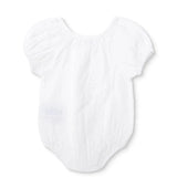 Baby Girl Short - Sleeve Bodysuit Snap Fastening Crew Neck - Ecru Ecru - ebebek