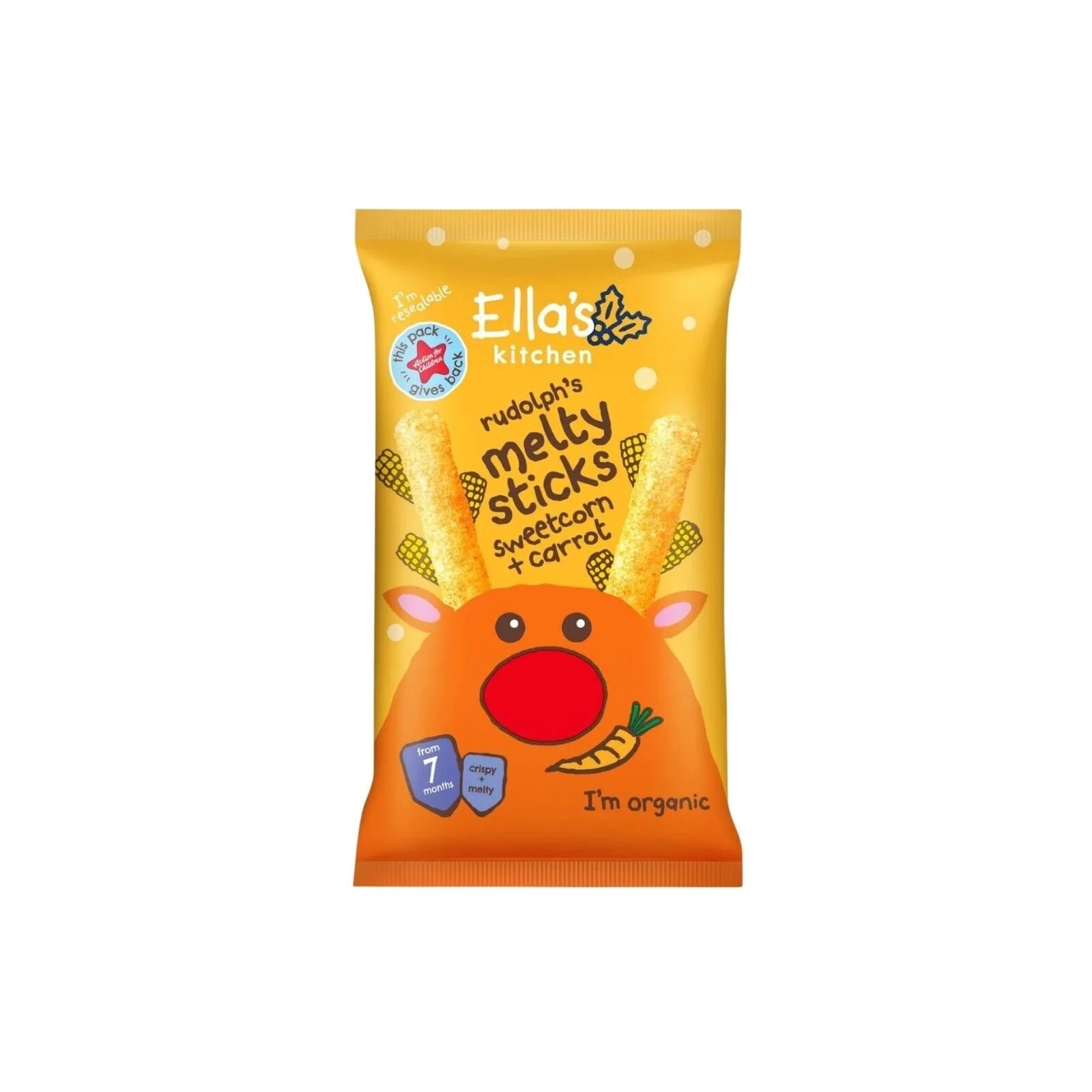 Ella's Kitchen Organic Sweetcorn & Carrot Melty Sticks Baby Snack 7+ months 16g - ebebek - Black Friday