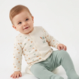 Bebetto Car Print Baby Cardigan & Footed Leggings Set (Newborn to 6-9 Months) Multicolour - ebebek