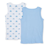 HelloBaby 2 Pack Car Print Ribbed Baby Vests (12 Months to 4-5 Years)