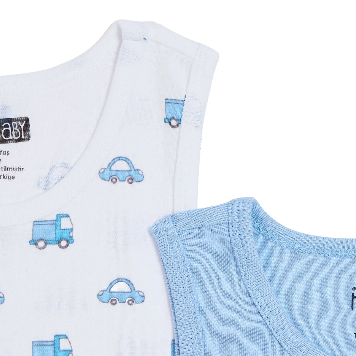 HelloBaby 2 Pack Car Print Ribbed Baby Vests (12 Months to 4-5 Years)