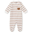 HelloBaby Bear Print Long Sleeve Footed Baby Sleepsuit (Newborn to 6-9 Months) Beige - ebebek