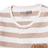 HelloBaby Bear Print Long Sleeve Footed Baby Sleepsuit (Newborn to 6-9 Months) Beige - ebebek