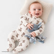 HelloBaby Bear Print Long Sleeve Footed Baby Sleepsuit (Newborn to 6-9 Months) Beige - ebebek