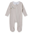 HelloBaby Striped Long Sleeve Baby Sleepsuit with Feet (Newborn to 6-9 Months) Beige - ebebek