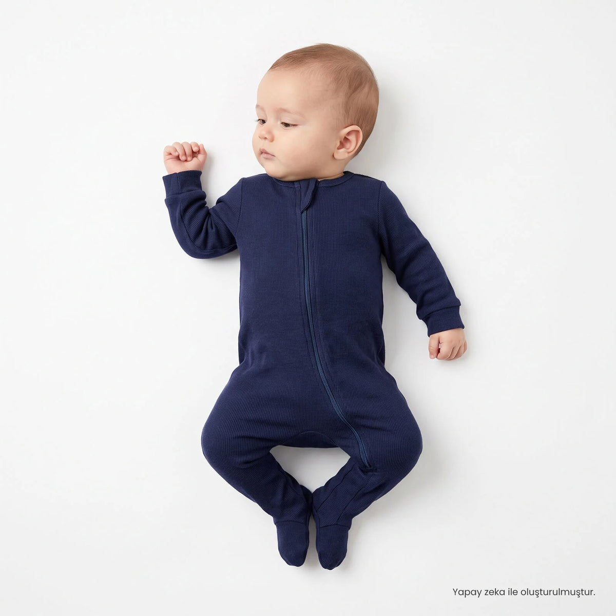 HelloBaby Zip-Up Ribbed Baby Sleepsuit with Feet (Newborn to 6-9 Months)