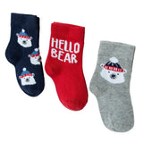 HelloBaby 3 Pack Bear Print Ankle Baby Socks (Newborn to 2-3 Years) - Red Red - ebebek