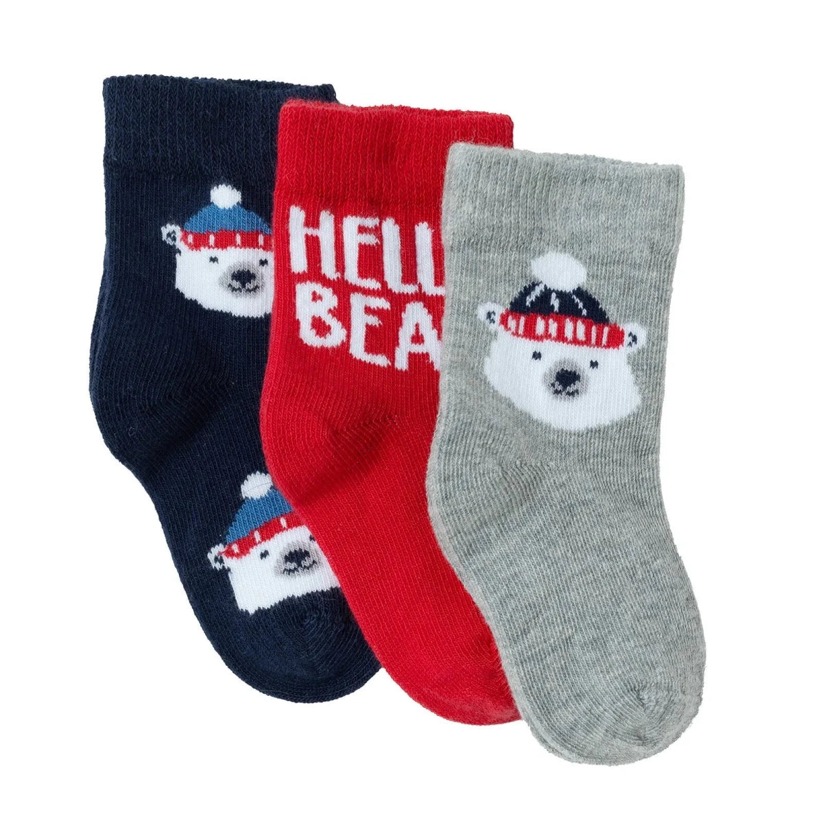 HelloBaby 3 Pack Bear Print Ankle Baby Socks (Newborn to 2-3 Years) - Red Red - ebebek