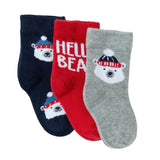 HelloBaby 3 Pack Bear Print Ankle Baby Socks (Newborn to 2-3 Years) - Red Red - ebebek