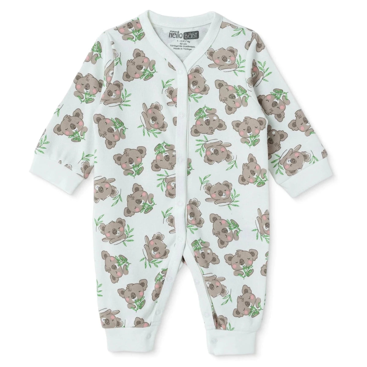 HelloBaby Car Print Long Sleeve Footless Baby Sleepsuit (Newborn to 9 Months) Ecru - ebebek