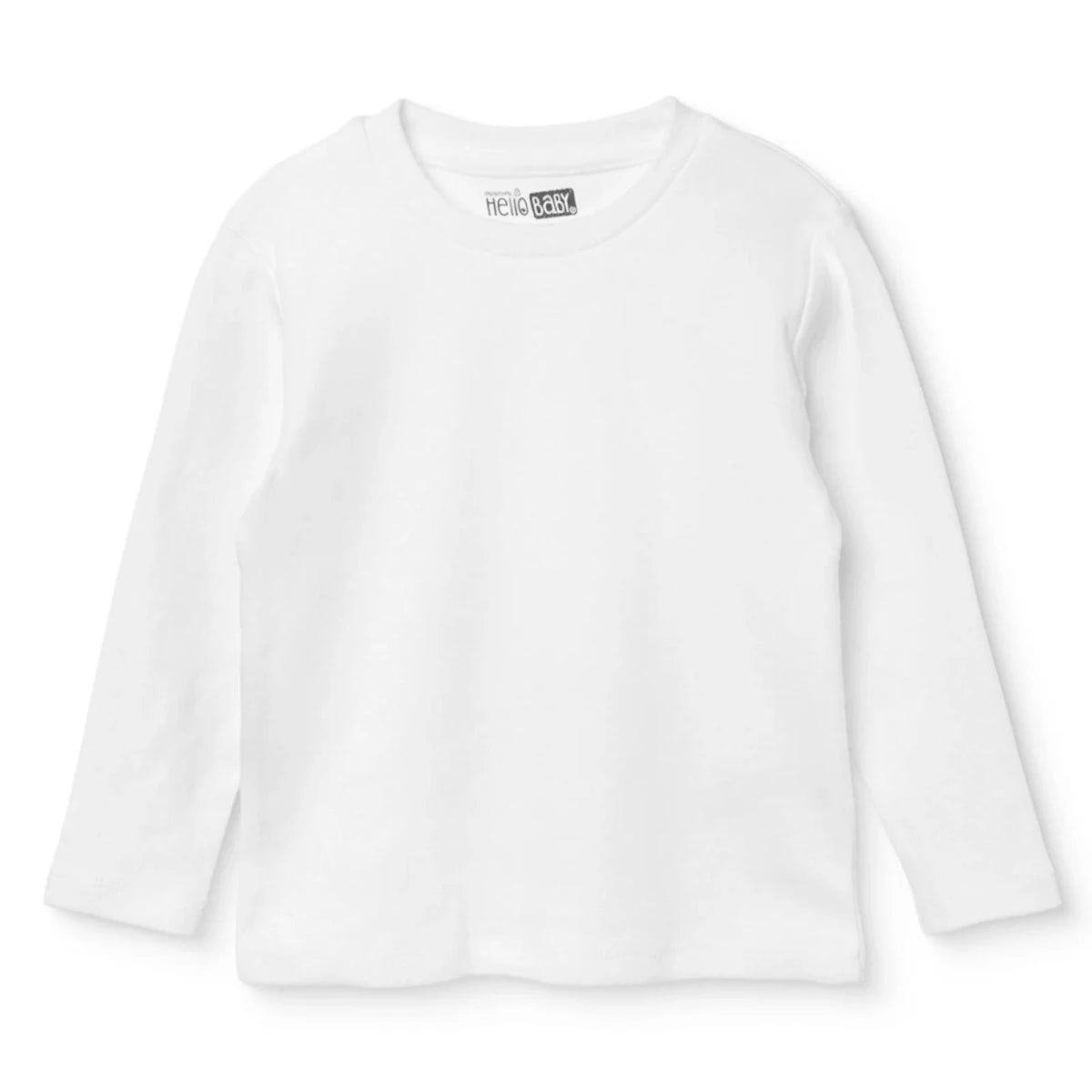 HelloBaby Long Sleeve Interlock Baby T-Shirt (3-6 Months to 2-3 Years) White - ebebek