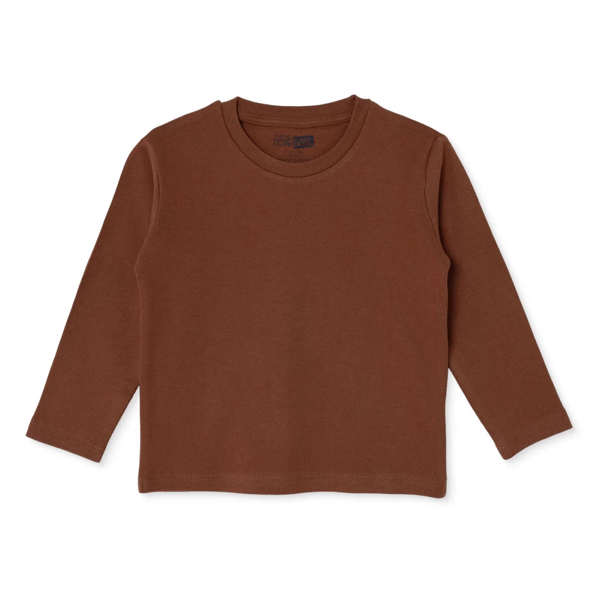 HelloBaby Long Sleeve Interlock Baby T-Shirt (3-6 Months to 2-3 Years) Brown - ebebek