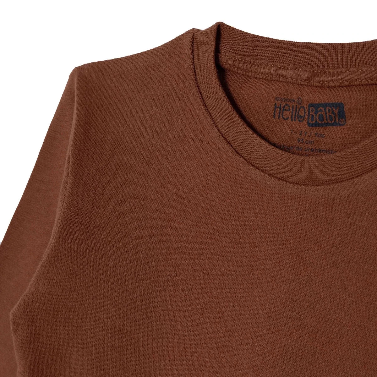 HelloBaby Long Sleeve Interlock Baby T-Shirt (3-6 Months to 2-3 Years) Brown - ebebek