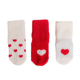 HelloBaby Heart Print 3 Pack Roll-Top Baby Socks (Newborn to 12-24 Months) Red - ebebek