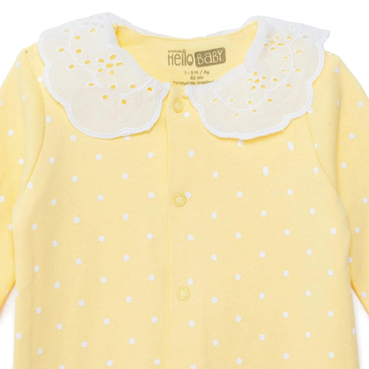 HelloBaby Polka Dot Long Sleeve Baby Sleepsuit with Feet (Newborn to 6-9 Months) Yellow - ebebek