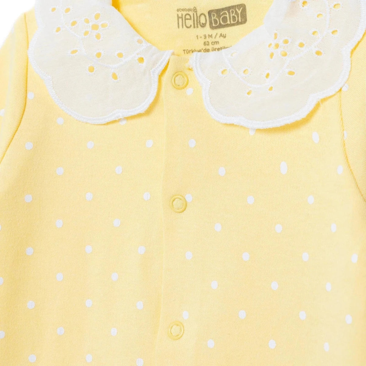 HelloBaby Polka Dot Long Sleeve Baby Sleepsuit with Feet (Newborn to 6-9 Months) Yellow - ebebek